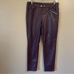 NWT Golf Pants NWT N Vo by Lanctot Women size 6 vegan leather pleather burgundy